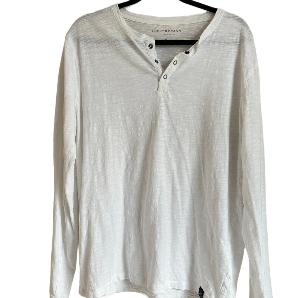 Lucky Brand White Long Sleeve Tee Sz M